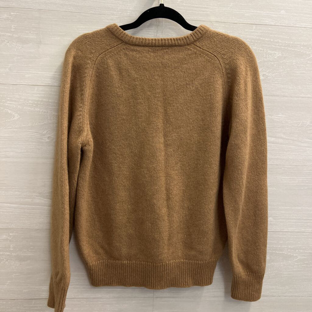 Vintage Alan Paine Brown 100% Pure Camel Hair V Neck Sweater 46