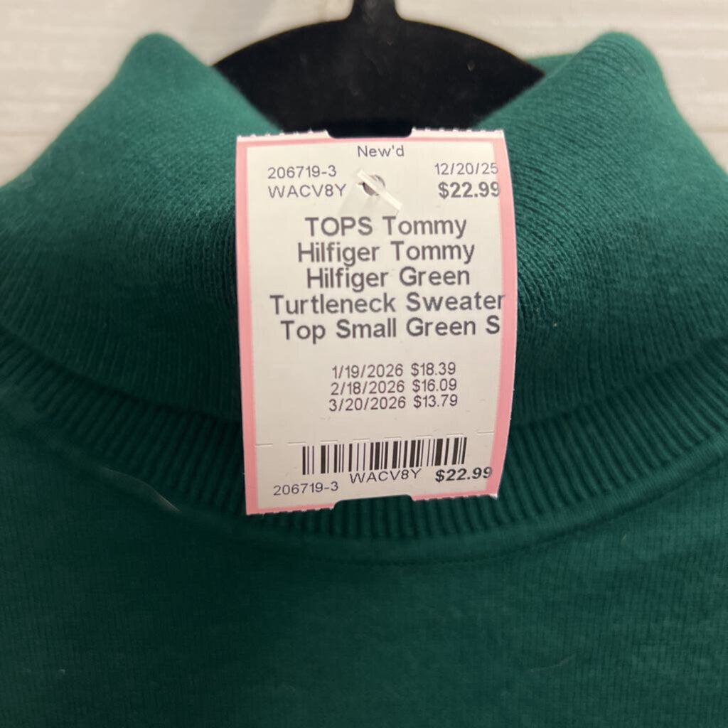 Tommy Hilfiger Green Turtleneck Sweater Top Small