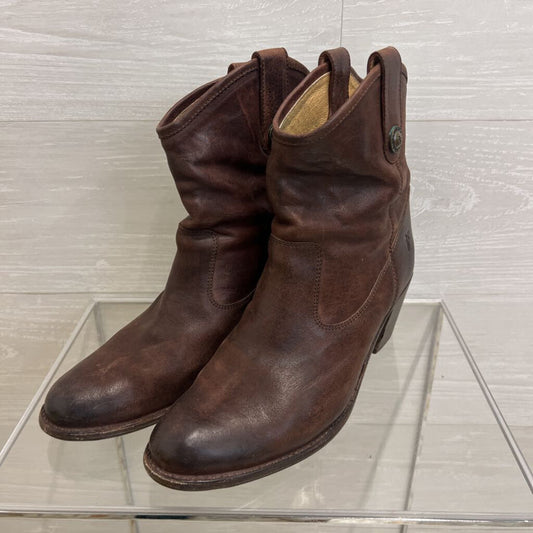 Frye Brown Leather Jackie Button Short Boots 10