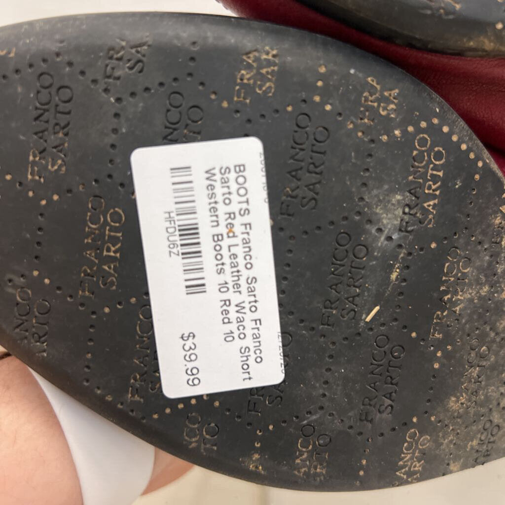 Franco Sarto Red Leather Waco Short Western Boots 10