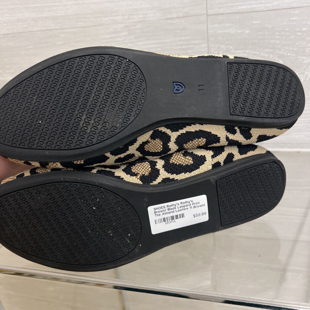 Rothy's Brown/ Black Leopard Print The Almond Loafers 11
