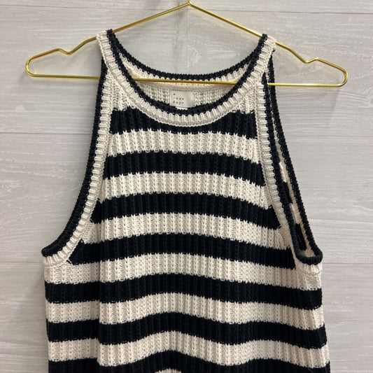 Black/ White Knit Striped Tank Top Large