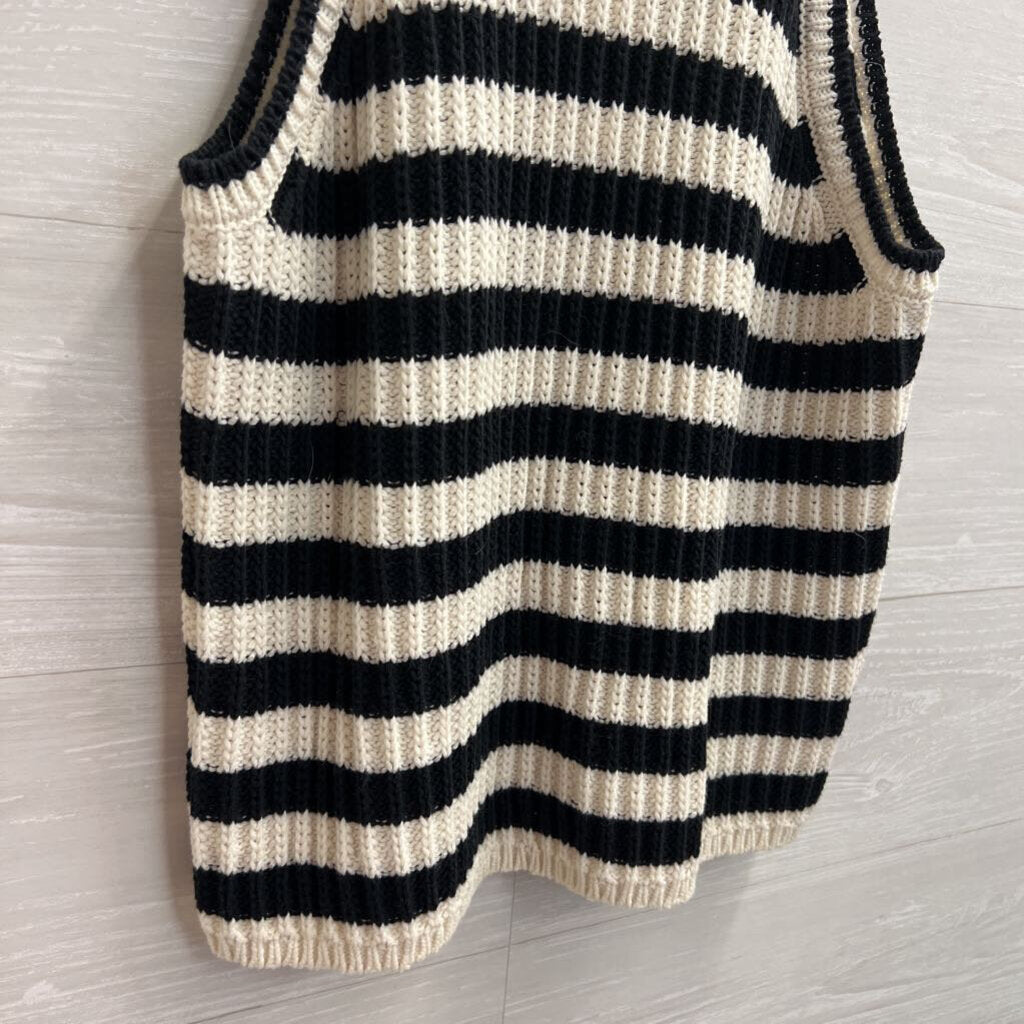 Black/ White Knit Striped Tank Top Large