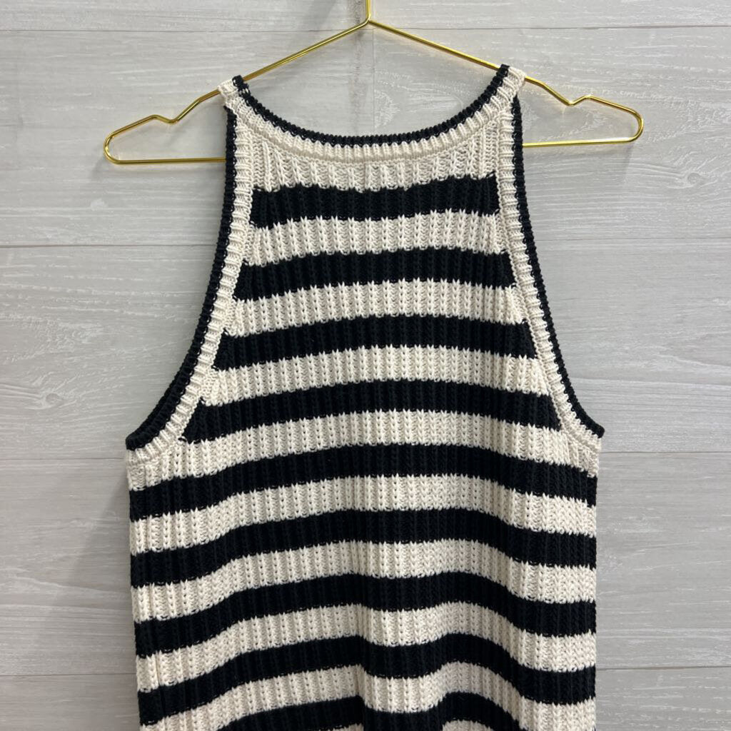 Black/ White Knit Striped Tank Top Large