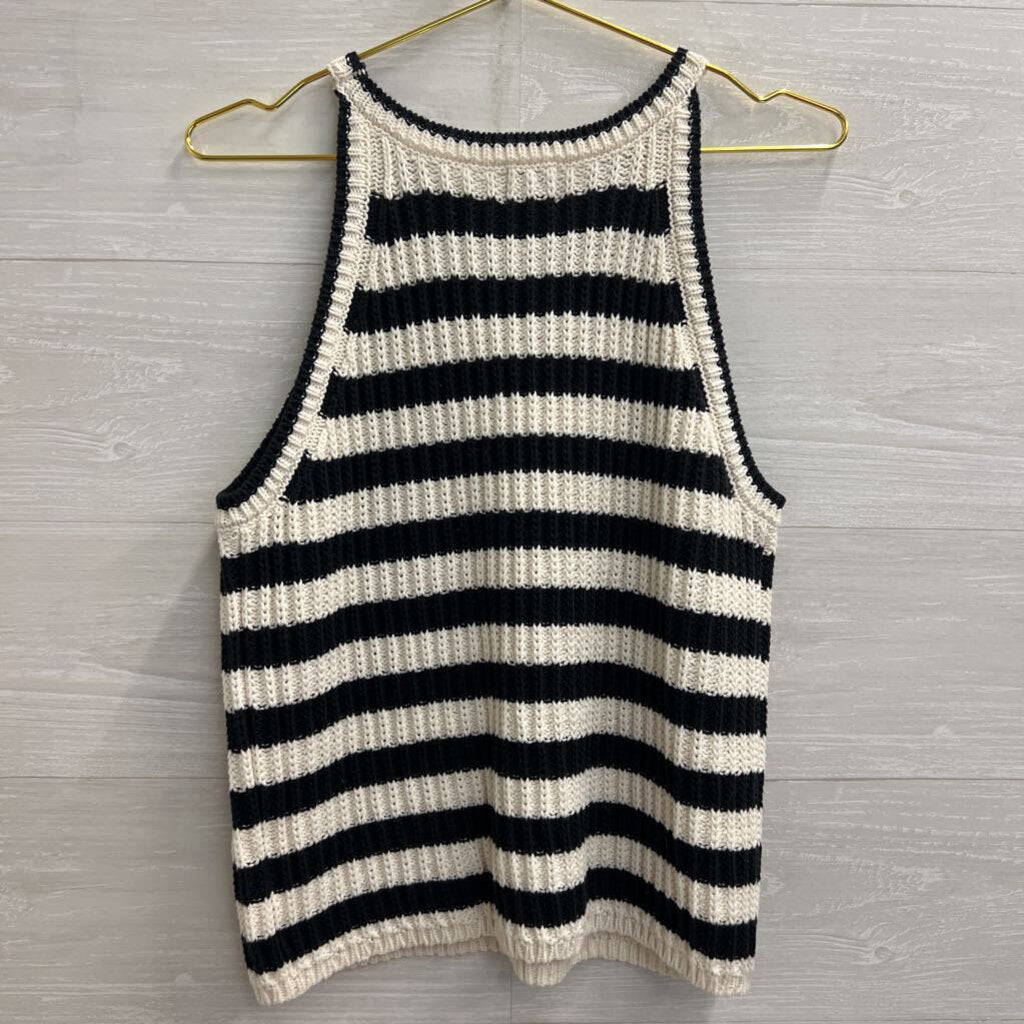 Black/ White Knit Striped Tank Top Large