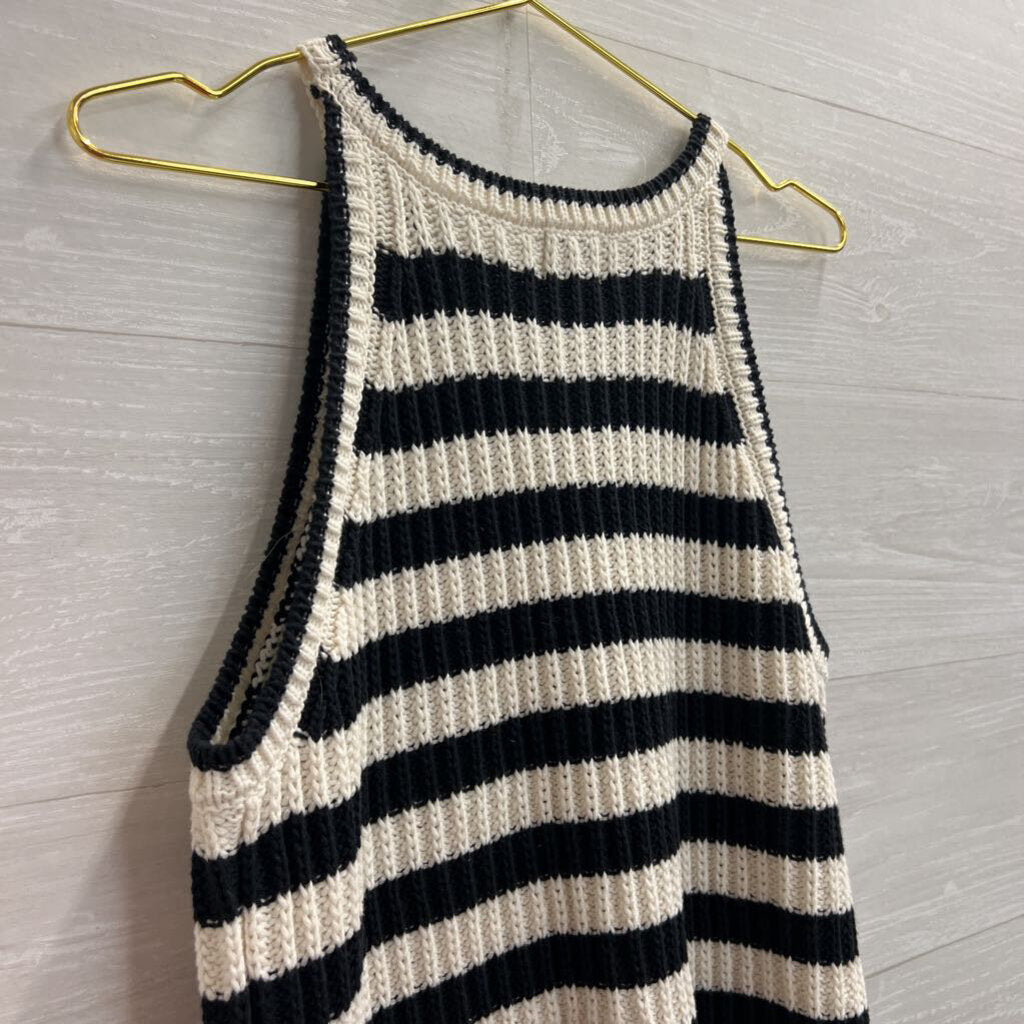 Black/ White Knit Striped Tank Top Large