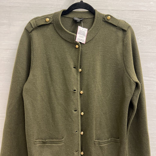 Talbots Green Textured Gold Button Cardigan Large