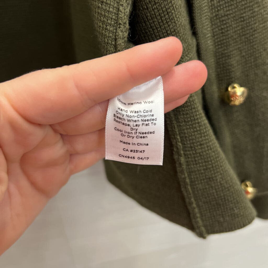 Talbots Green Textured Gold Button Cardigan Large