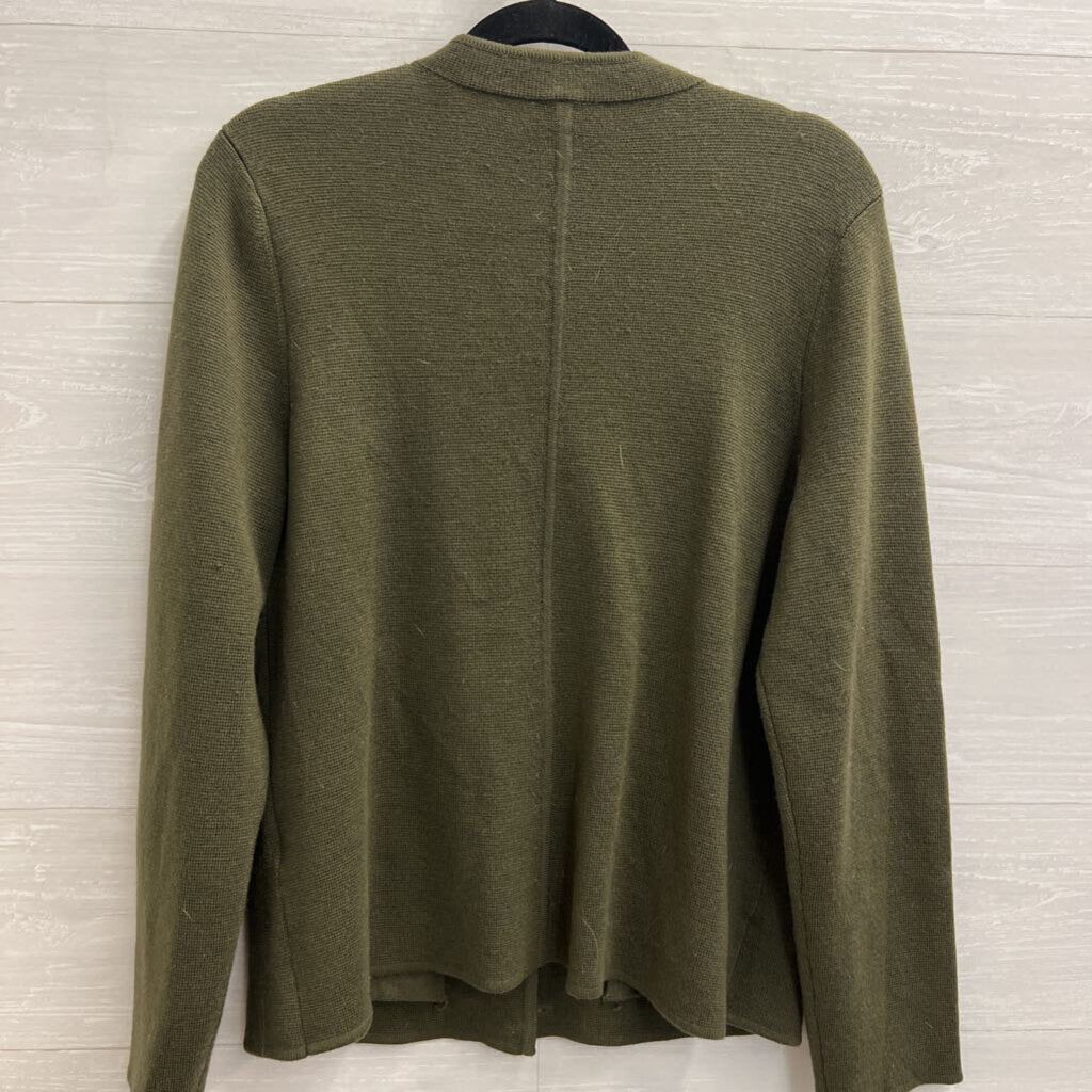 Talbots Green Textured Gold Button Cardigan Large