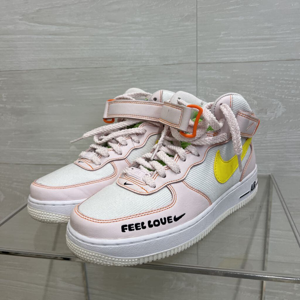 Nike White/ Multi Air Force 1 '07 Mid Feel Love Sneakers 9