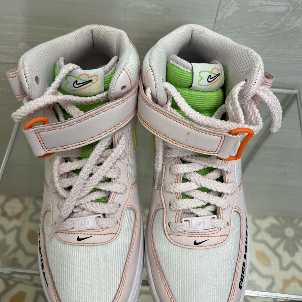 Nike White/ Multi Air Force 1 '07 Mid Feel Love Sneakers 9