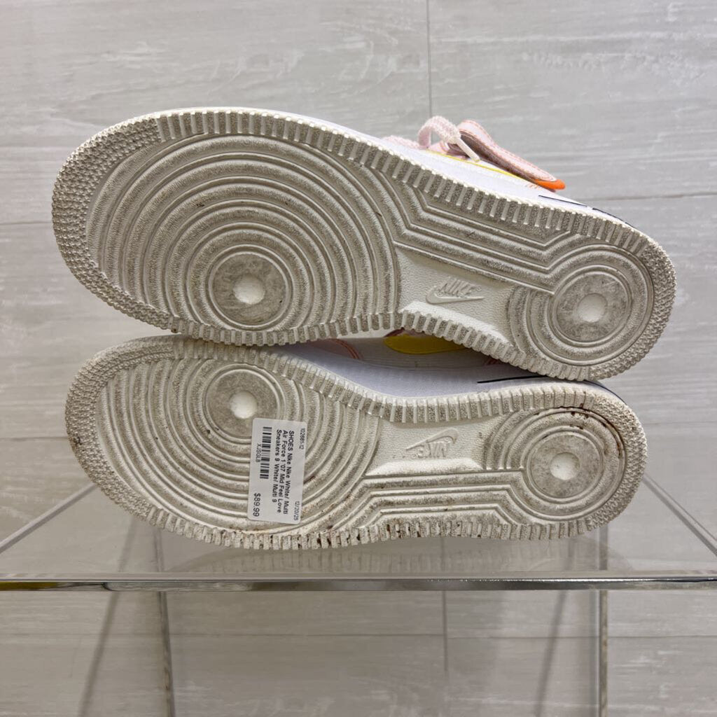 Nike White/ Multi Air Force 1 '07 Mid Feel Love Sneakers 9