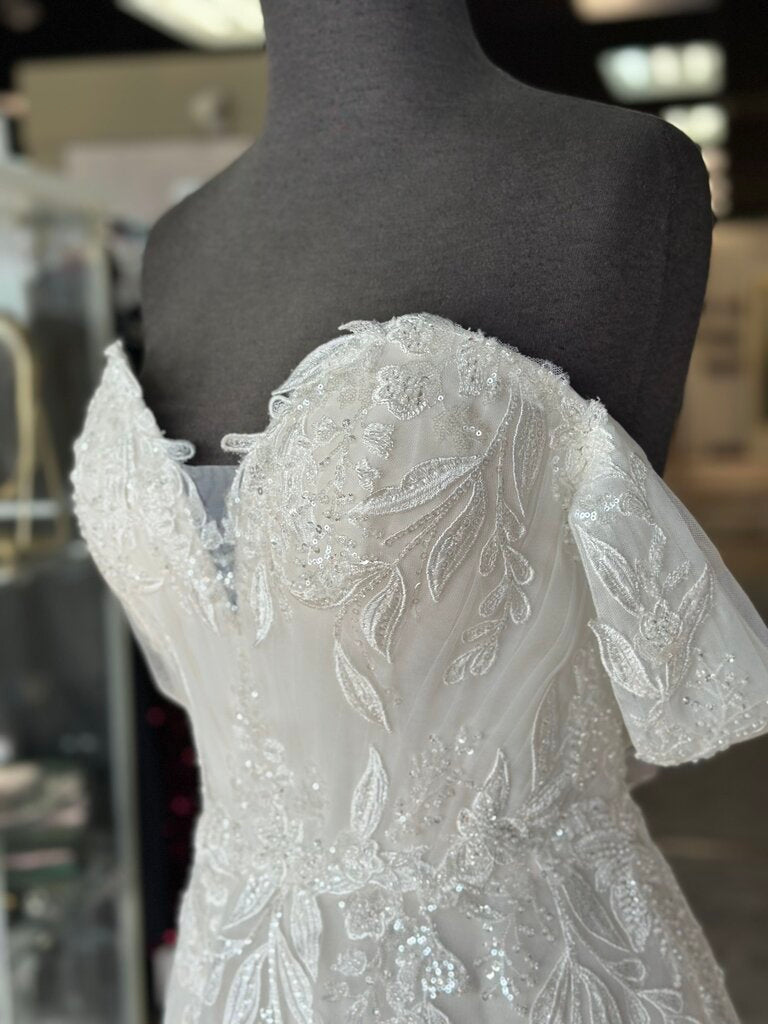 Moonlight Ivory Embellished Lace Off Shoulder A Line Bridal Gown 8