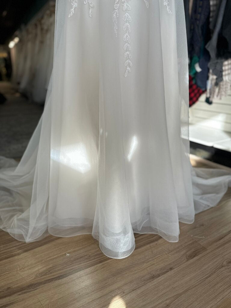 Moonlight Ivory Embellished Lace Off Shoulder A Line Bridal Gown 8