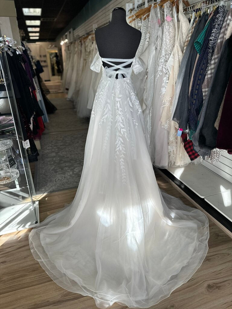 Moonlight Ivory Embellished Lace Off Shoulder A Line Bridal Gown 8