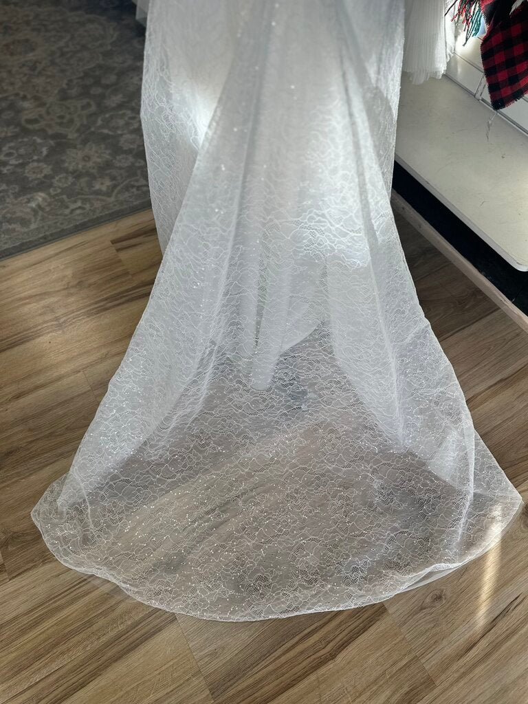 Val Stefani Ivory Embellished Lace Long Sleeve Bridal Gown 12