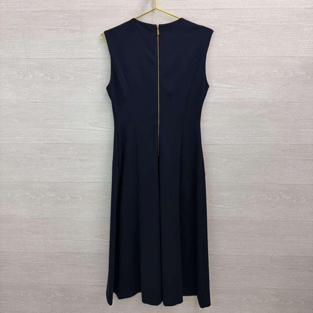 Calvin Klein Navy Sleeveless Ruched Side Dress 8