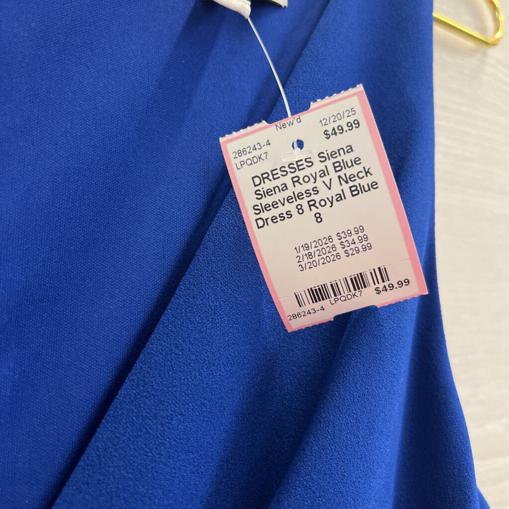 Siena Royal Blue Sleeveless V Neck Dress 8