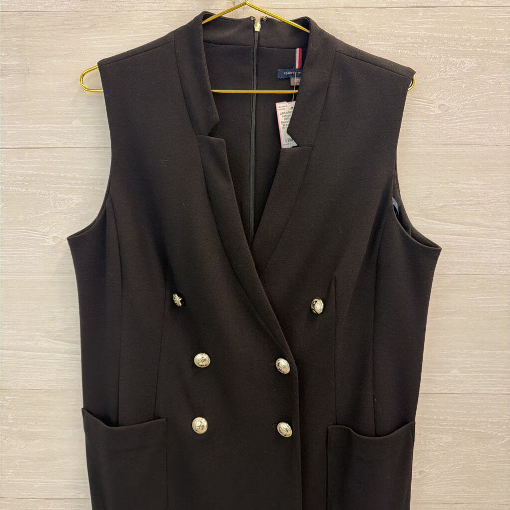 Tommy Hilfiger Black Sleeveless Double Breasted Blazer Dress 14