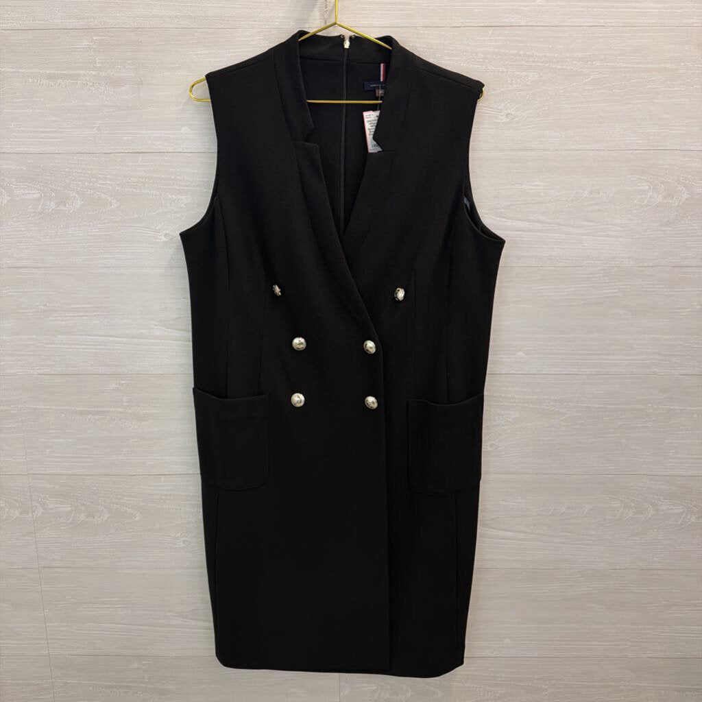 Tommy Hilfiger Black Sleeveless Double Breasted Blazer Dress 14