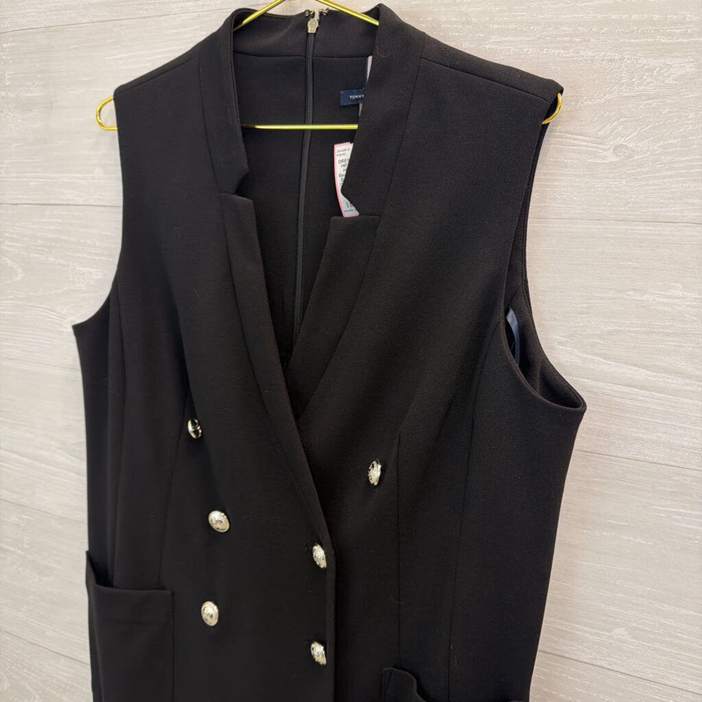 Tommy Hilfiger Black Sleeveless Double Breasted Blazer Dress 14