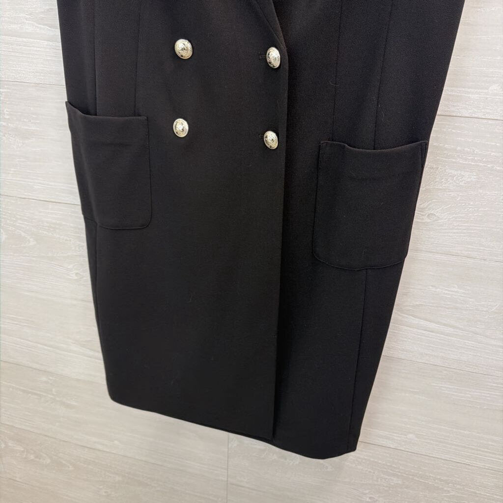 Tommy Hilfiger Black Sleeveless Double Breasted Blazer Dress 14