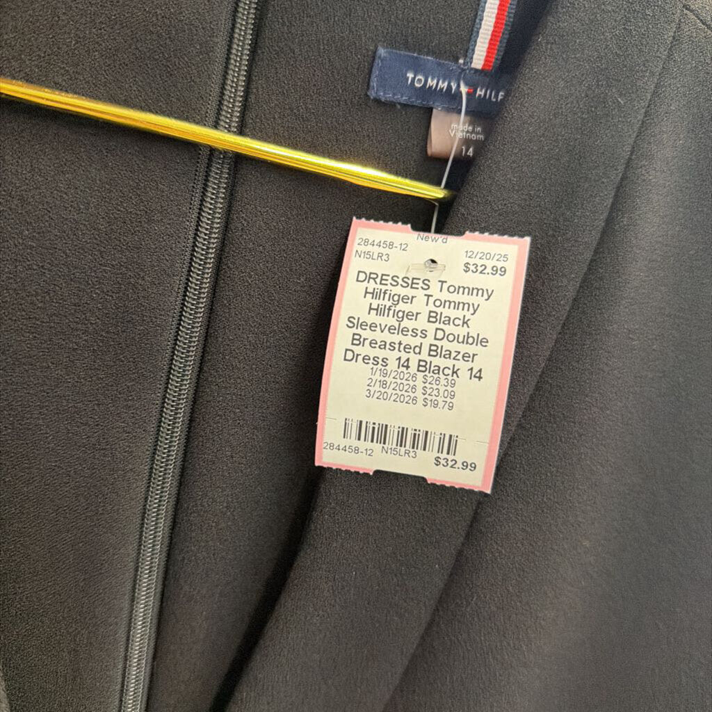 Tommy Hilfiger Black Sleeveless Double Breasted Blazer Dress 14