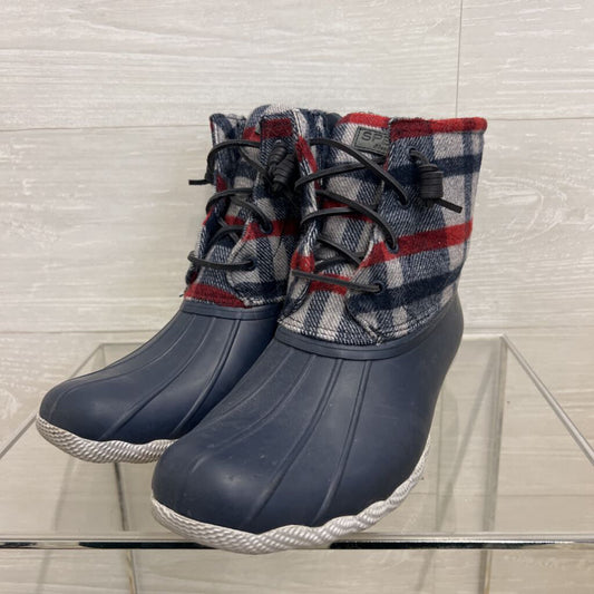 Sperry Navy/ Plaid Saltwater Duck Boots 10