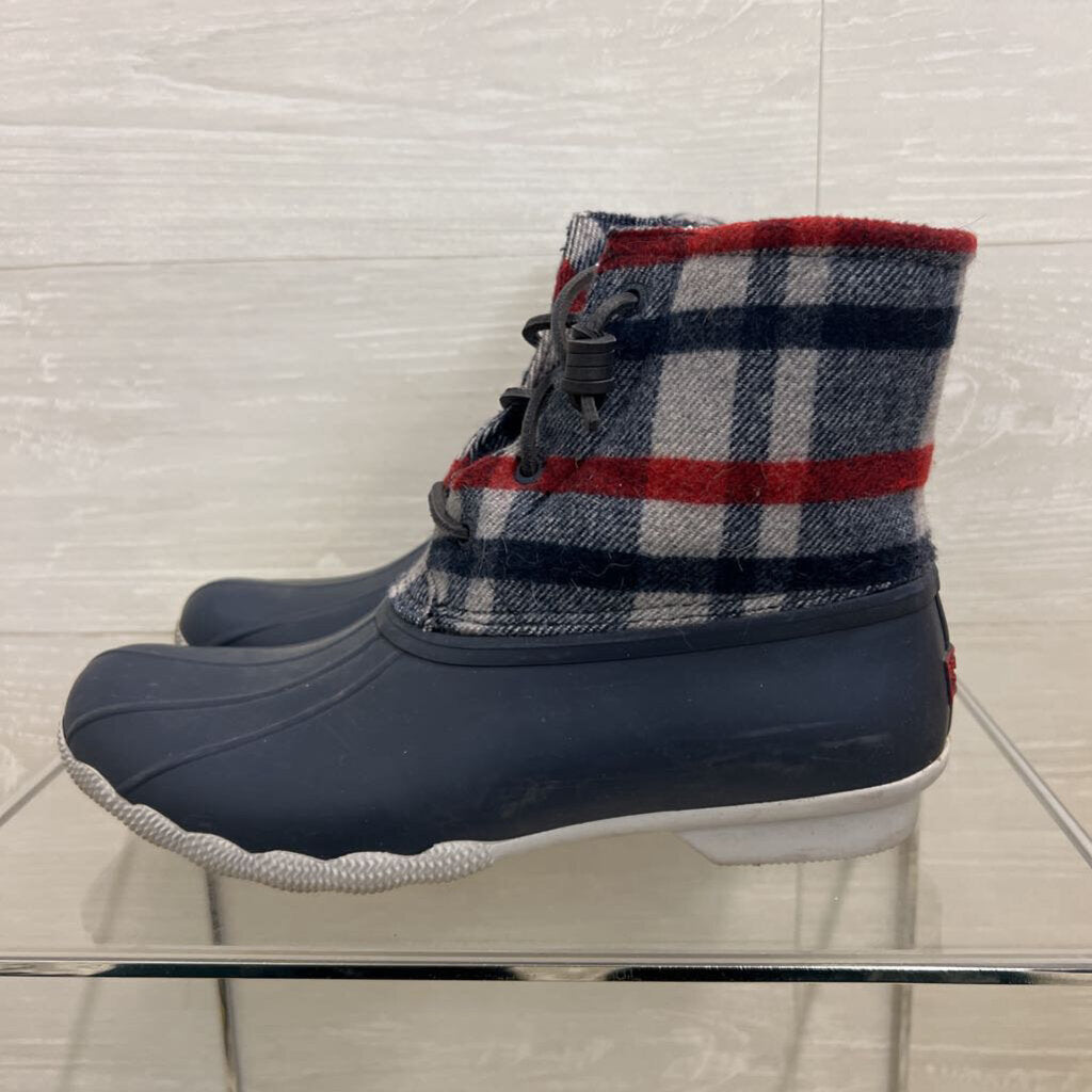 Sperry Navy/ Plaid Saltwater Duck Boots 10