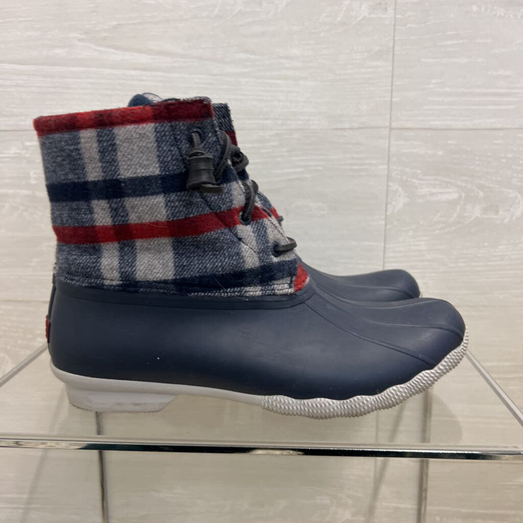 Sperry Navy/ Plaid Saltwater Duck Boots 10