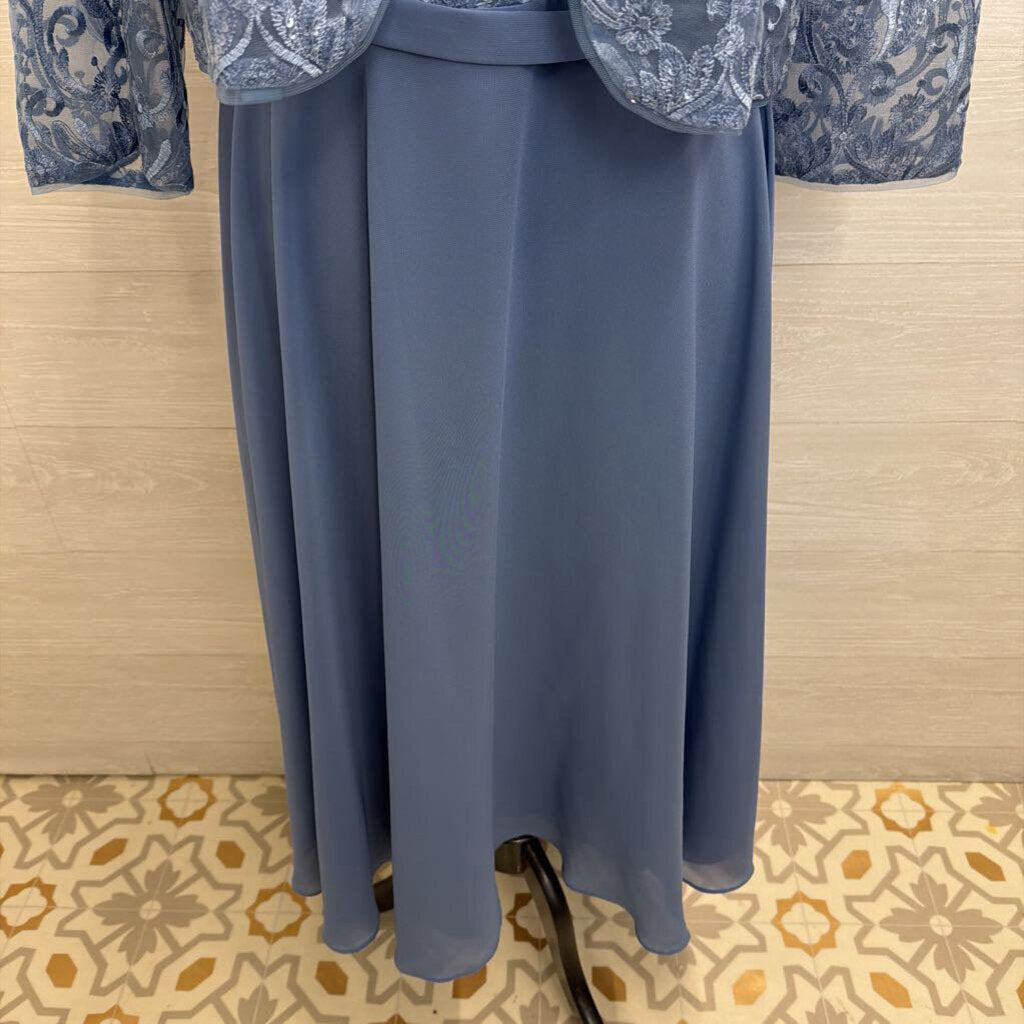 JJ's House Lace Top Tea Length Dress With Jacket Large