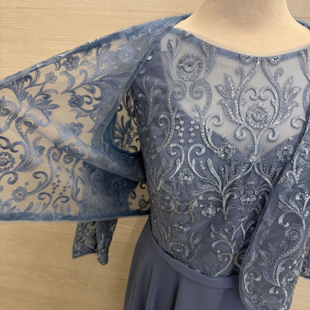 JJ's House Lace Top Tea Length Dress With Jacket Large