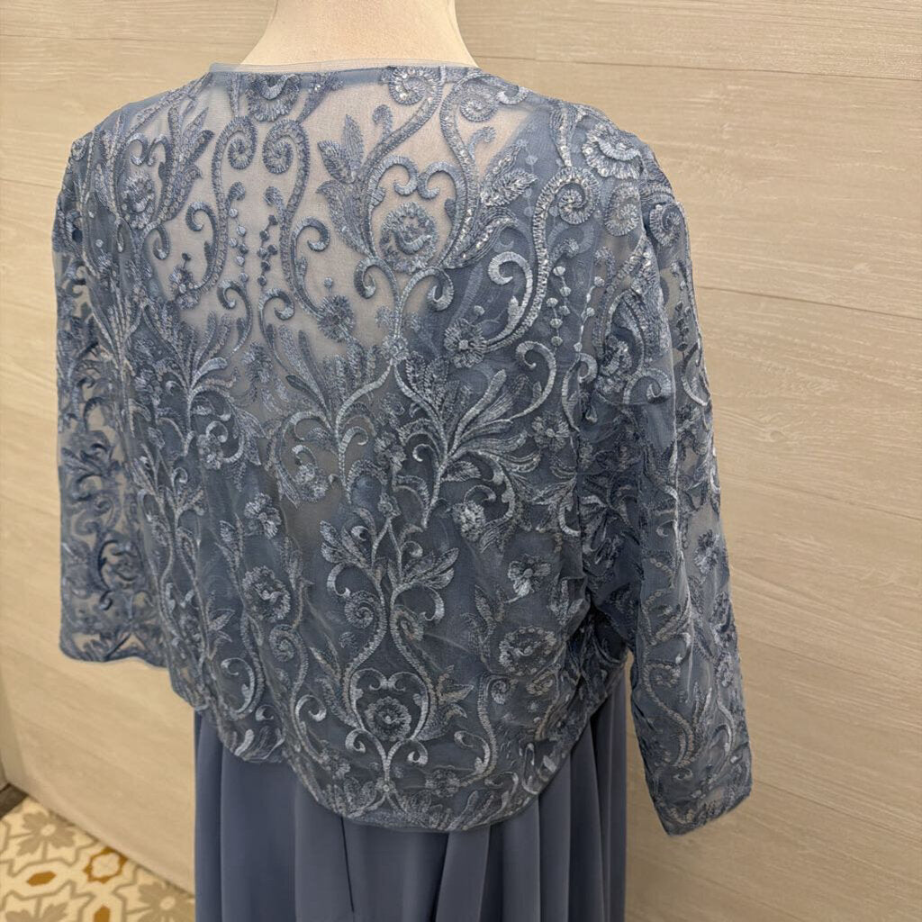 JJ's House Lace Top Tea Length Dress With Jacket Large