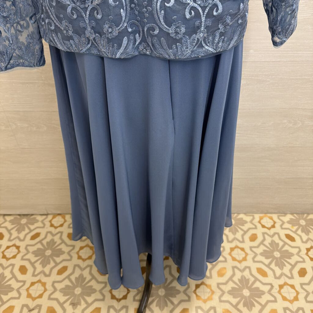 JJ's House Lace Top Tea Length Dress With Jacket Large