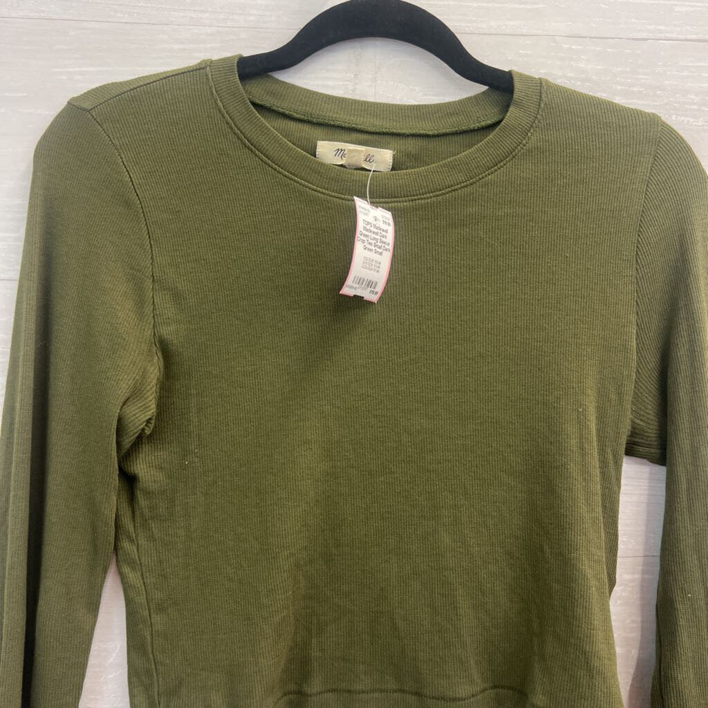 Madewell Dark Green Long Sleeve Crop Tee Small