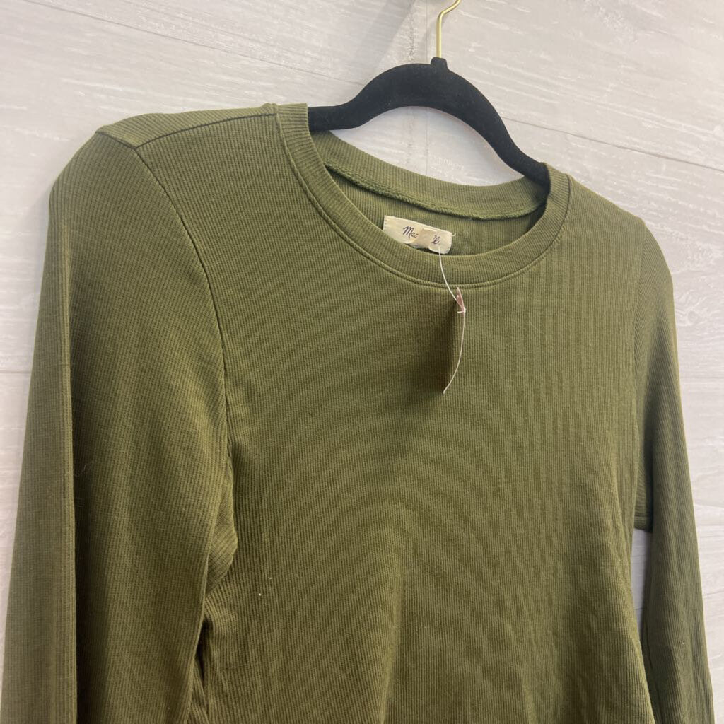 Madewell Dark Green Long Sleeve Crop Tee Small
