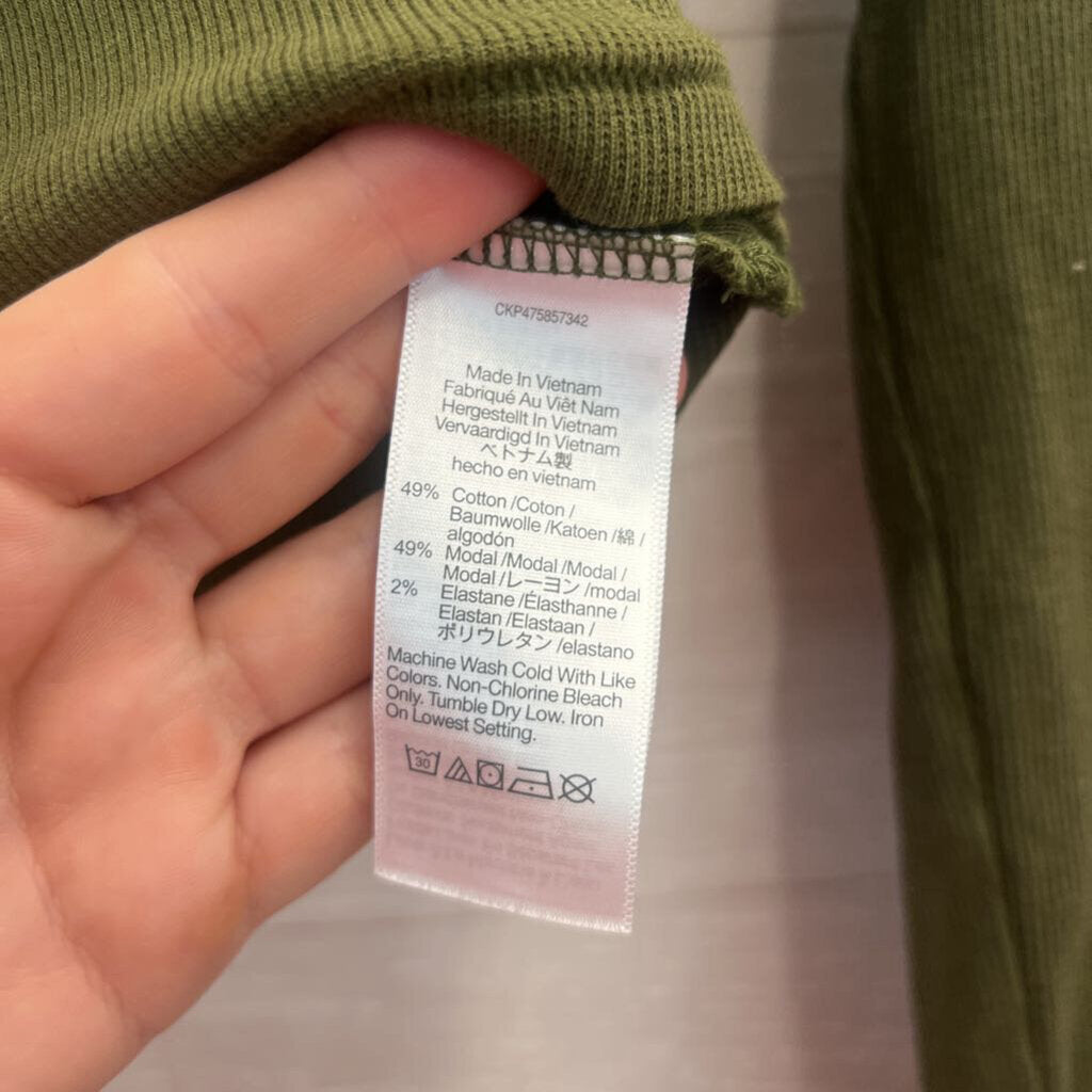 Madewell Dark Green Long Sleeve Crop Tee Small