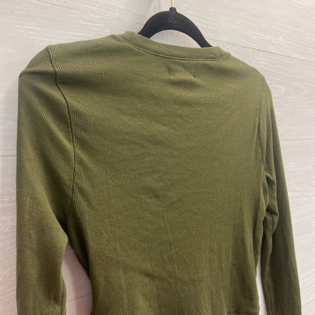 Madewell Dark Green Long Sleeve Crop Tee Small
