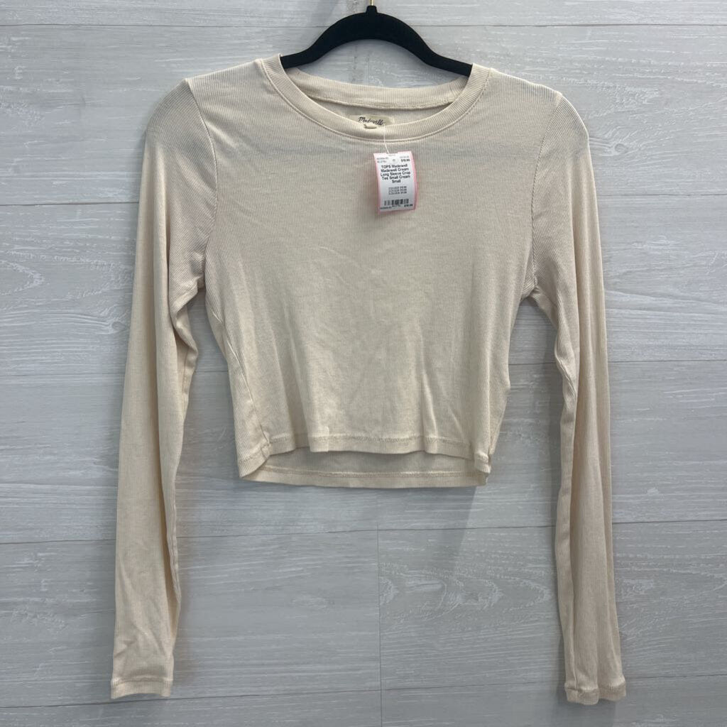 Madewell Cream Long Sleeve Crop Tee Small