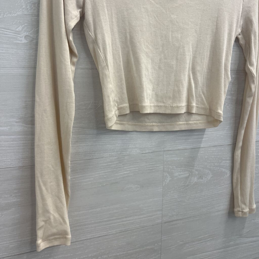 Madewell Cream Long Sleeve Crop Tee Small
