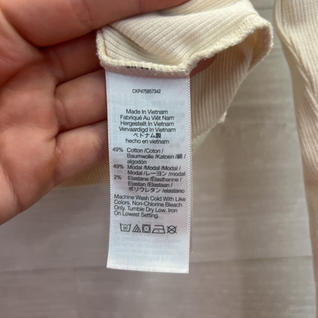 Madewell Cream Long Sleeve Crop Tee Small