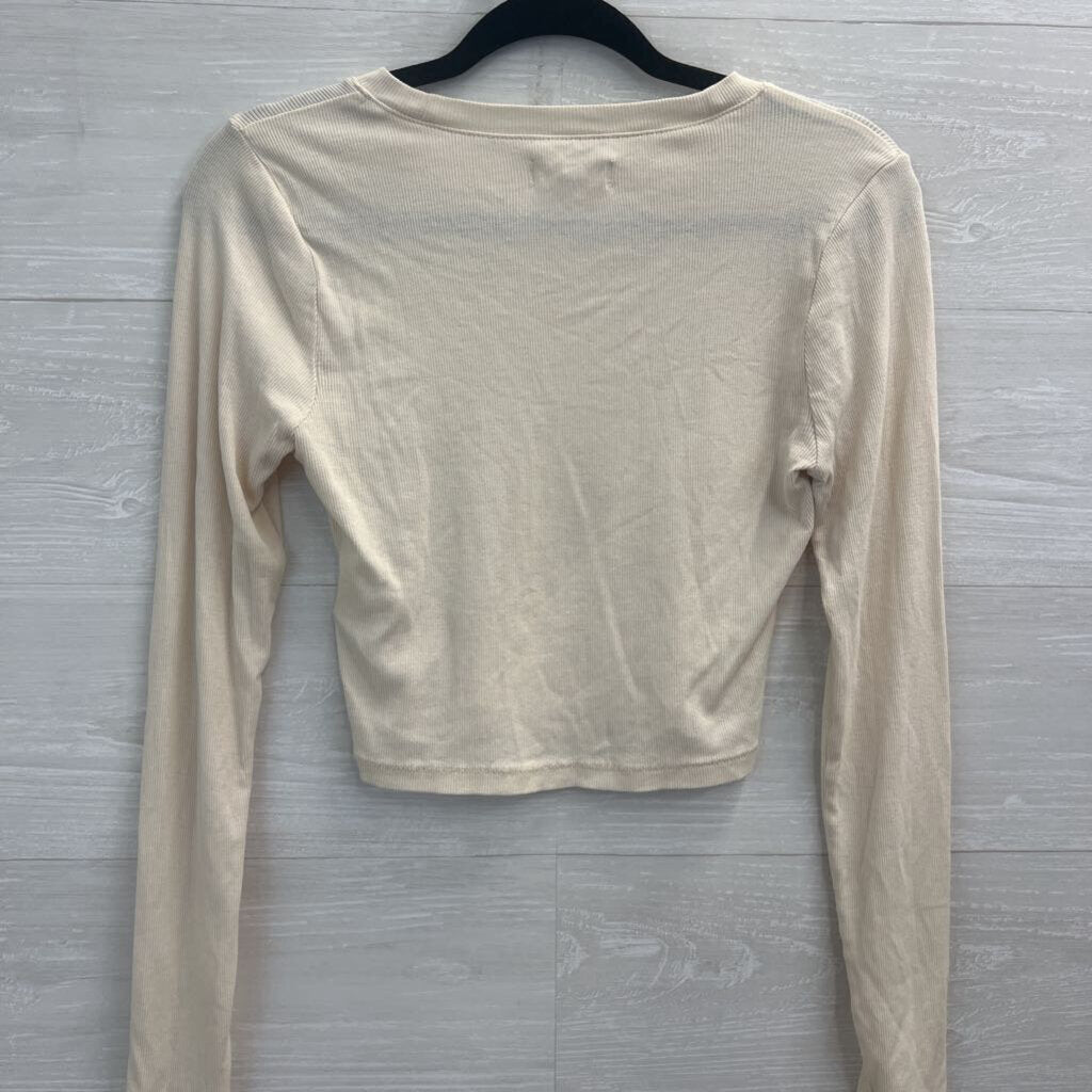 Madewell Cream Long Sleeve Crop Tee Small