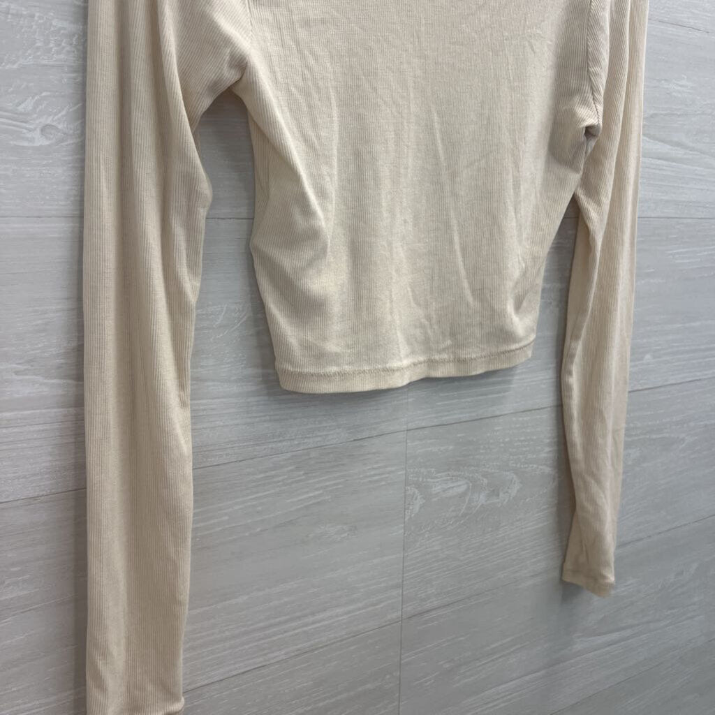 Madewell Cream Long Sleeve Crop Tee Small