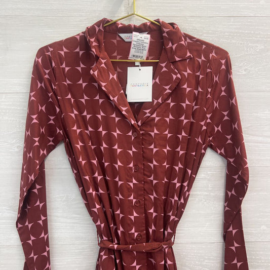 Compania Fantastica Merlot Geometric Print Dress Small