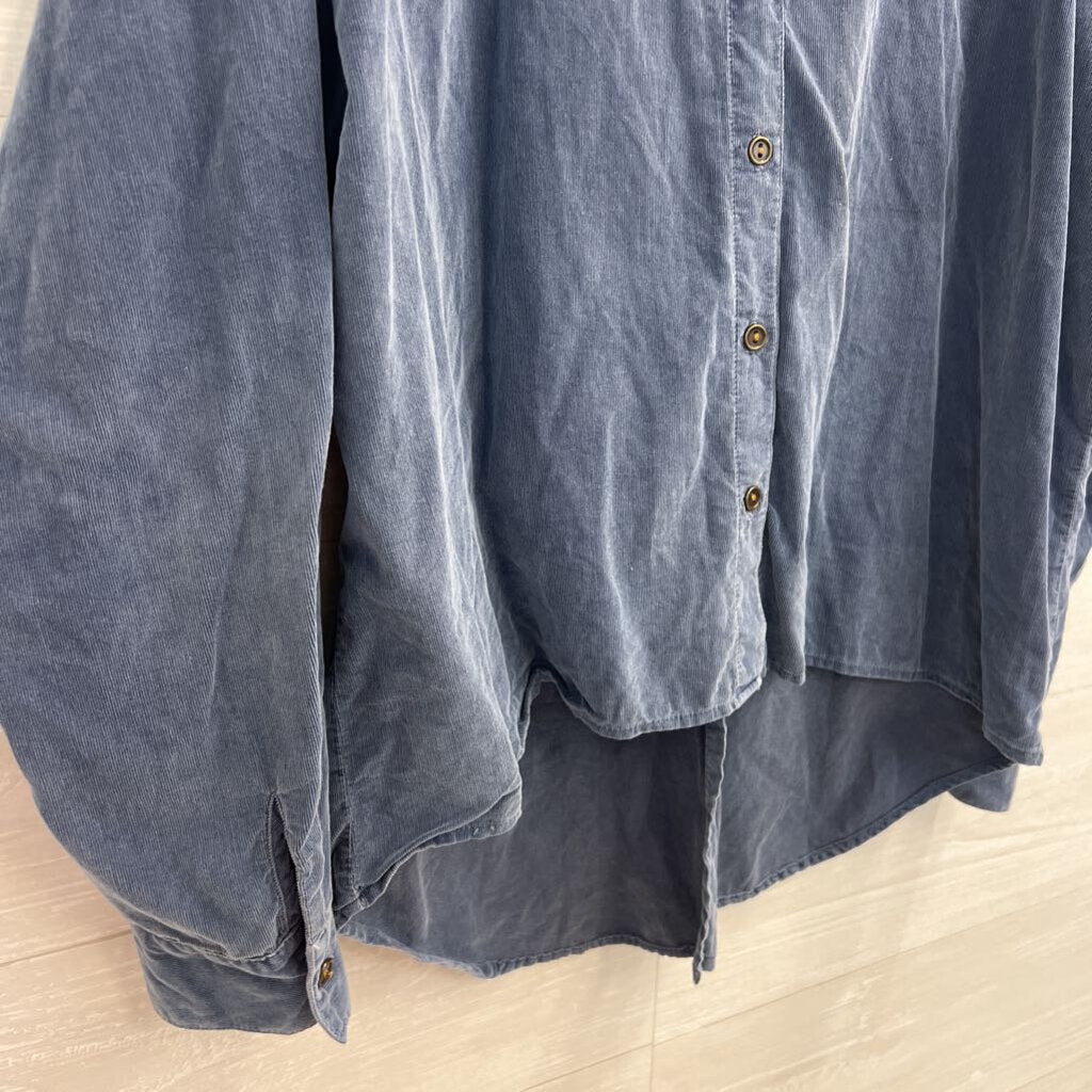 Free People Blue Corduroy Button Down Shirt Large