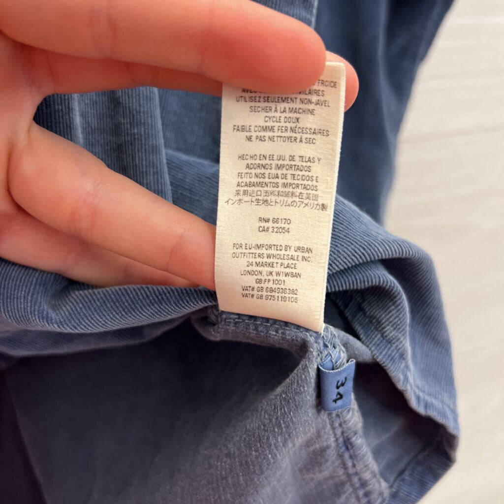 Free People Blue Corduroy Button Down Shirt Large