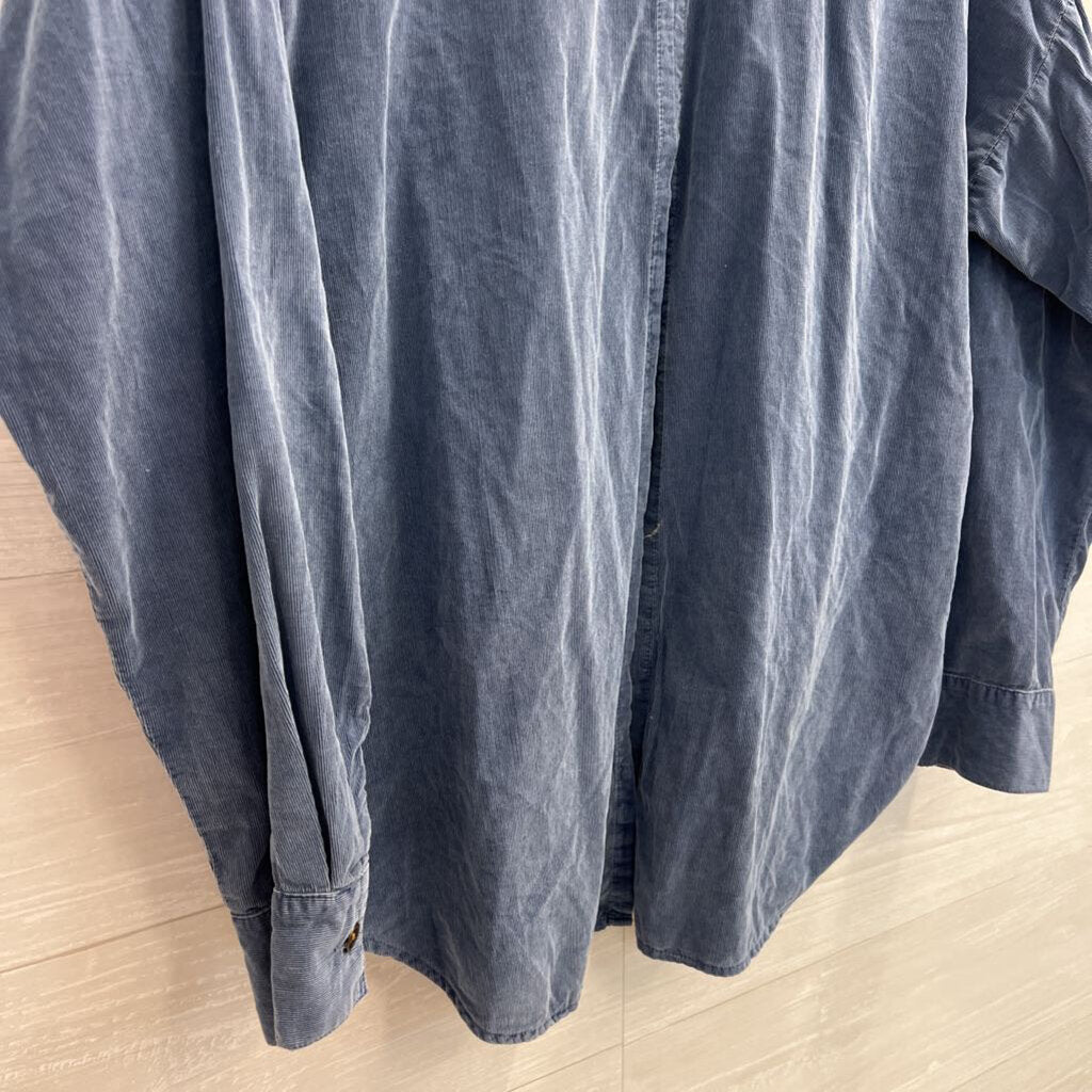 Free People Blue Corduroy Button Down Shirt Large