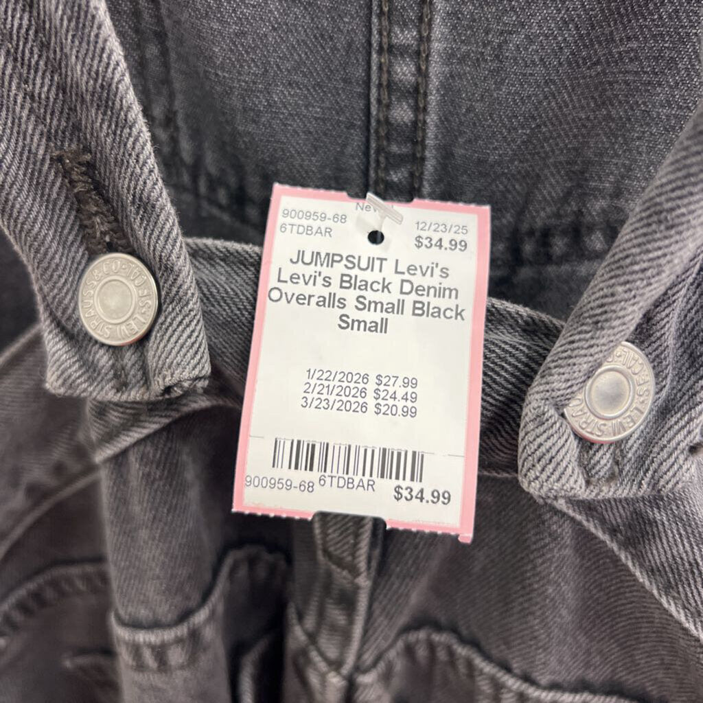 Levi's Black Denim Overalls Small