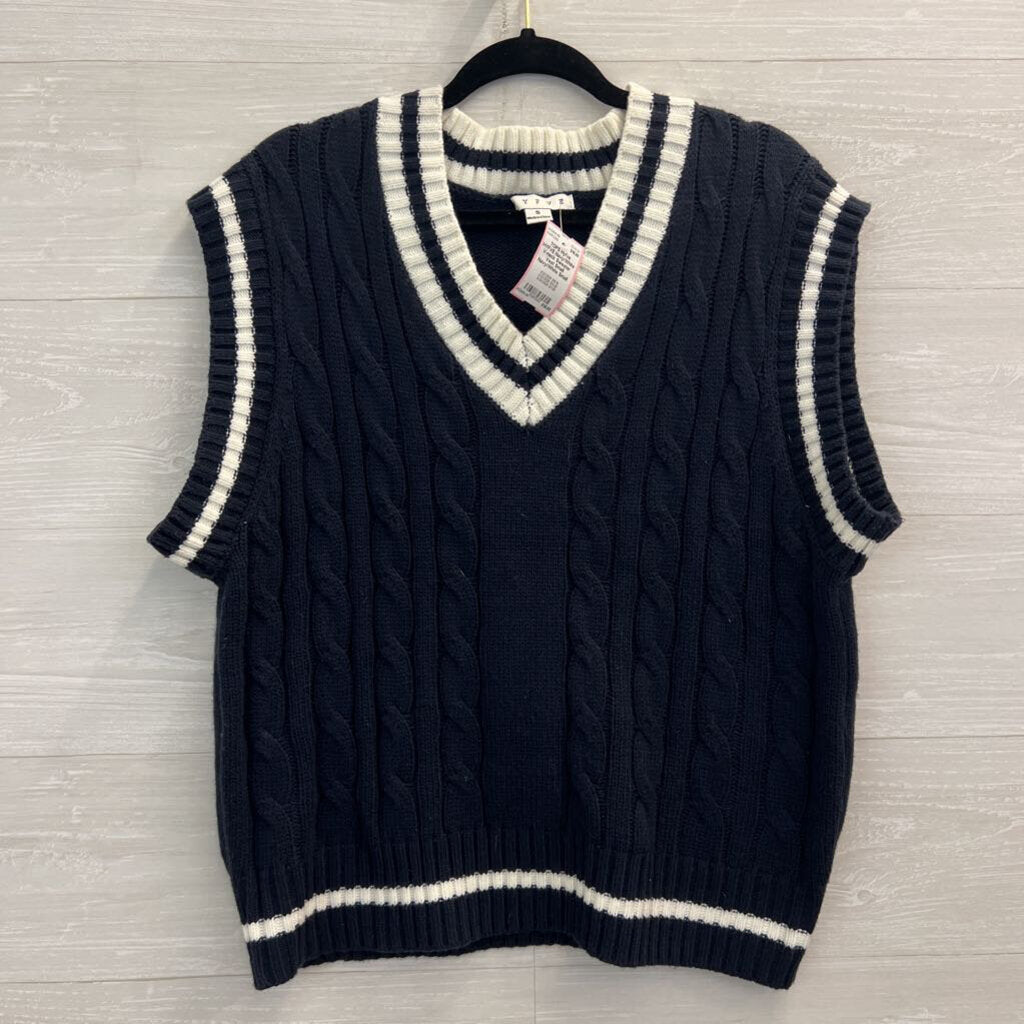 HYFVE Navy/White V-neck Sweater Vest Small