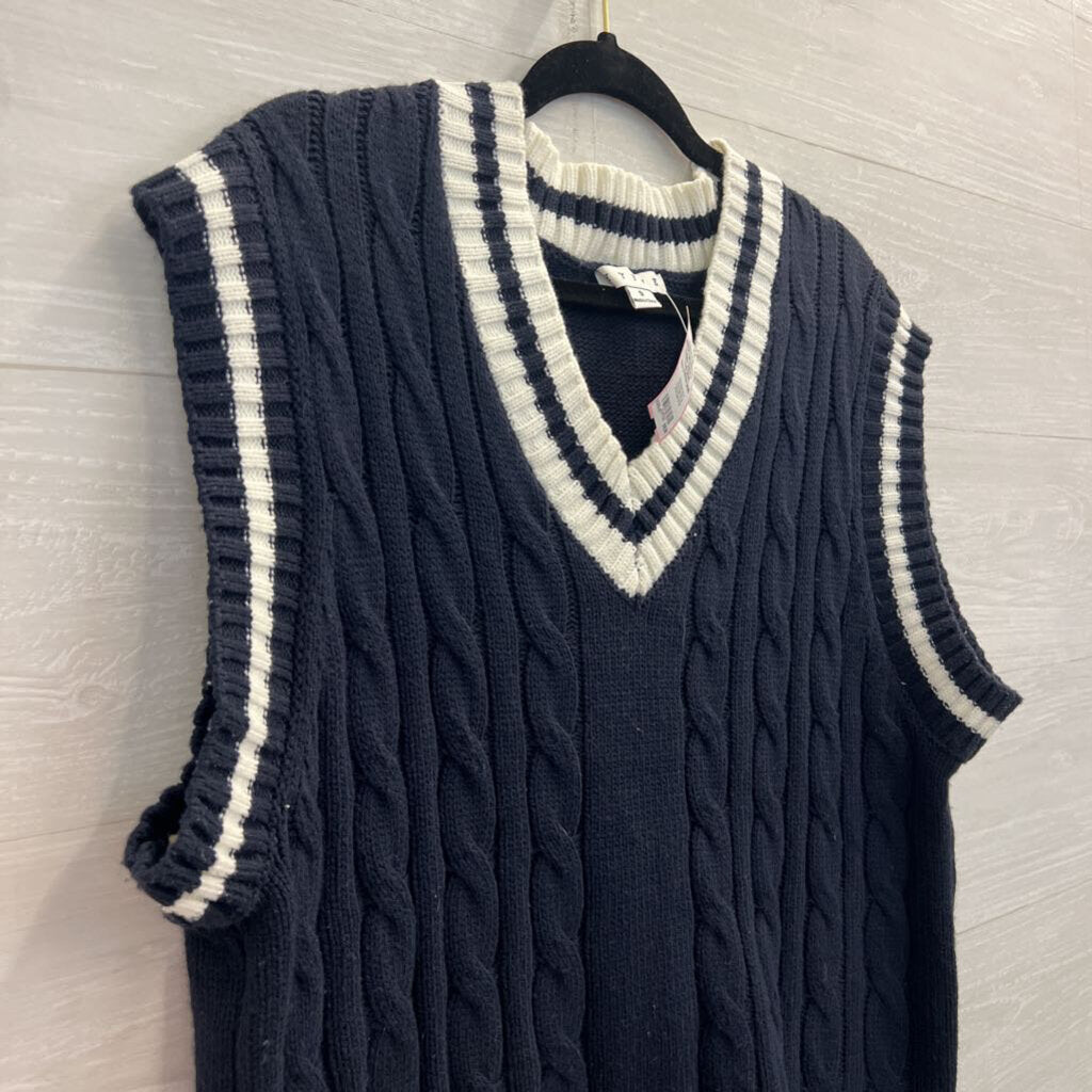 HYFVE Navy/White V-neck Sweater Vest Small